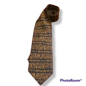 Giorgio Armani Cravatte Blue Gold Black Egypt Hieroglyphics Tie